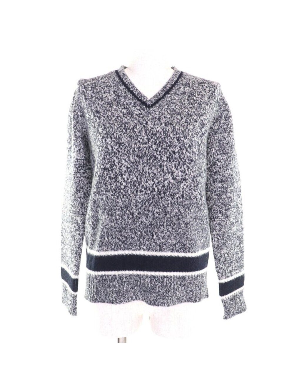Dior Wool Cashmere Blend Back Logo V-neck Long Sleeve Knit Navy Sweater 38